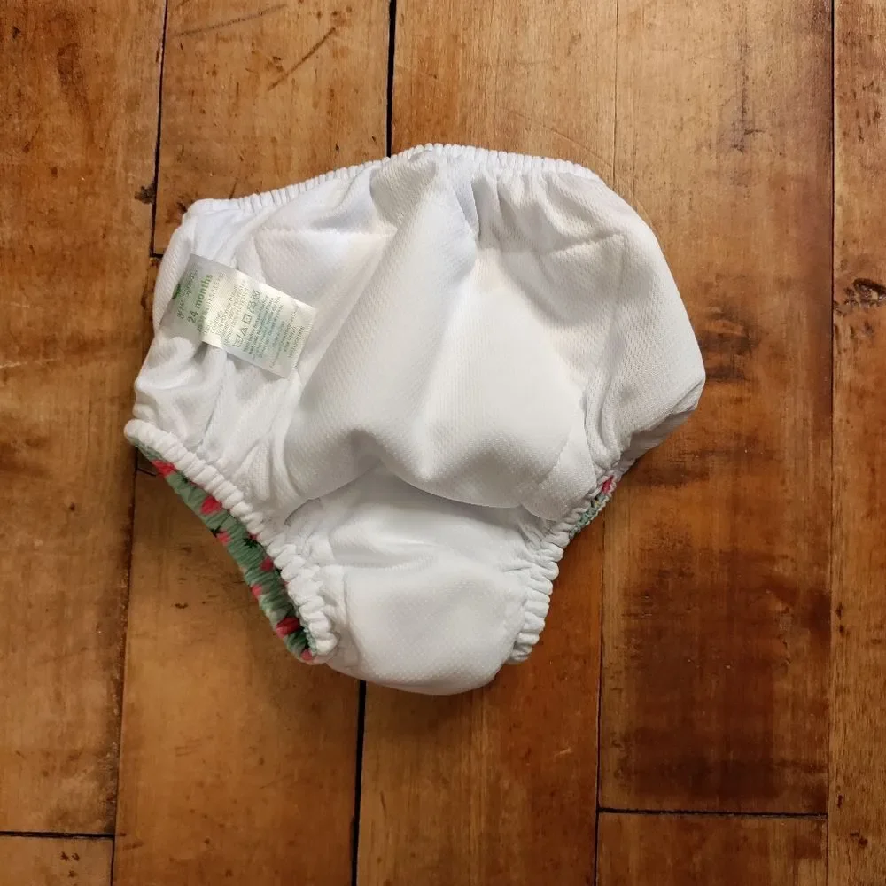 Green Sprouts swim diaper reusable 24 mos strawberry green pink beach swim